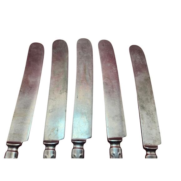 Panama Silver PAV1 Dinner Knives Set of 5 Vintage Silverplate 9" Ornate Design - Picture 4 of 7